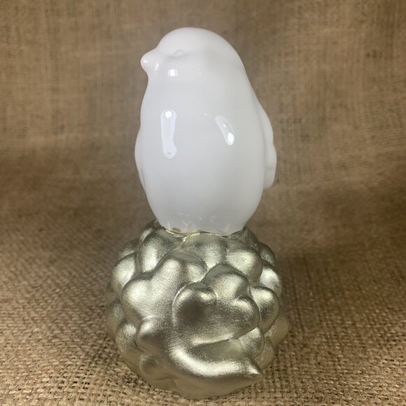 Percher 4.5" Porcelain Bird on Pinecone Abbott China Painted Gold Pinecone - Picture 2 of 6